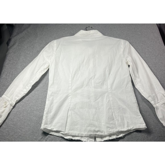 Garnet Hill White Ruffle Collar Button Down Blouse womens size 02 - Picture 7 of 9